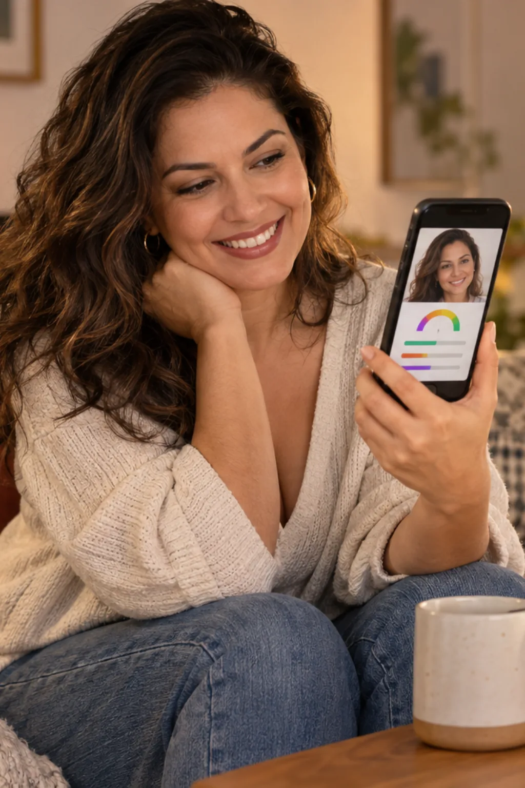 medidor de beleza com análise do formato dos olhos — exemplo criado na Avalia Foto