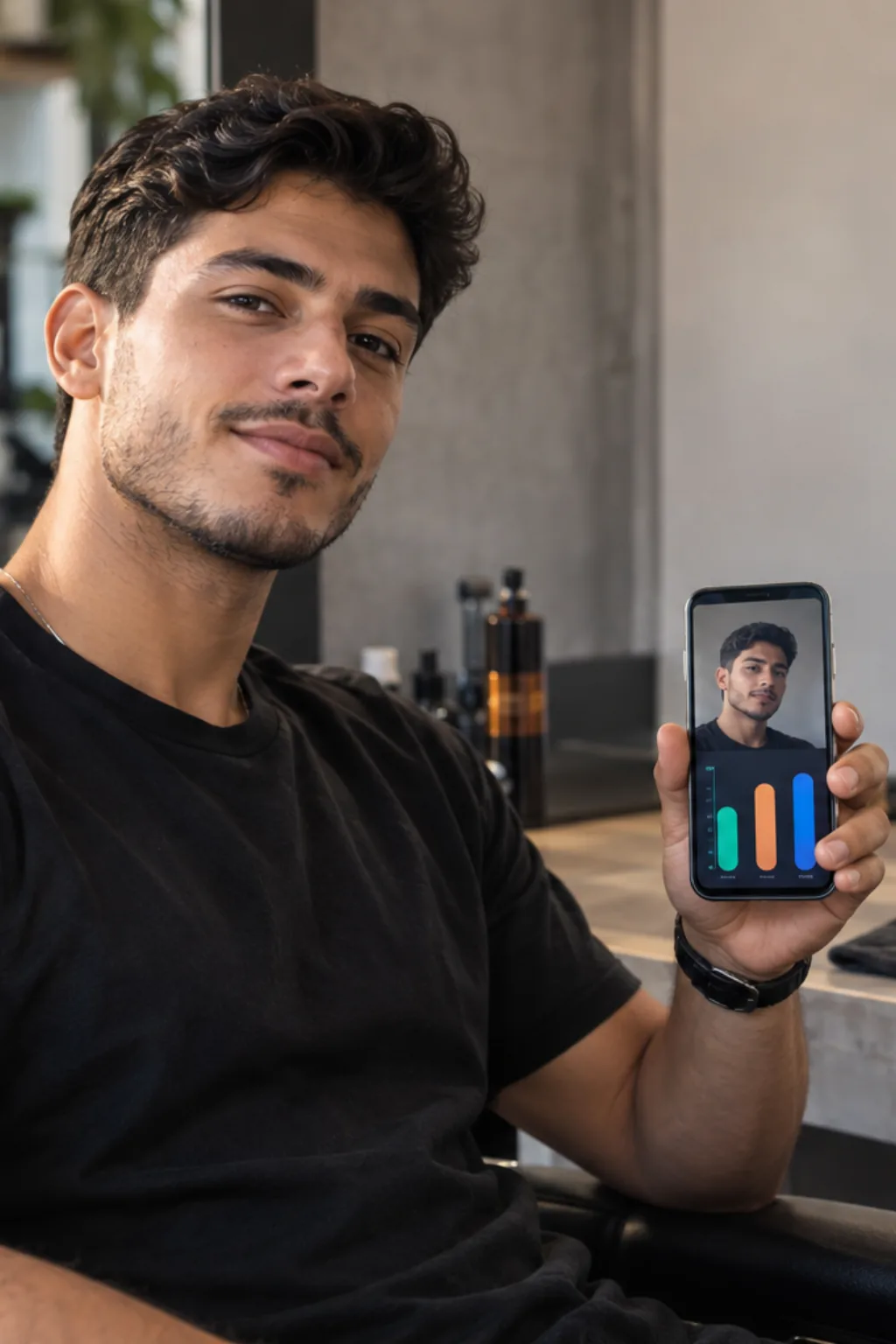 medidor de beleza com análise da masculinidade facial — exemplo criado na Avalia Foto